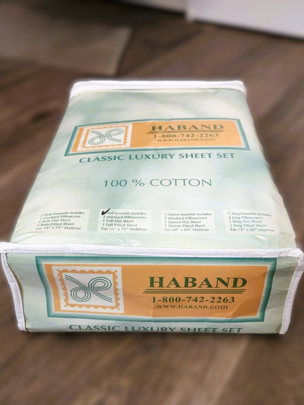 Vintage Haband Full Sheet Set 100% Cotton Pink Rose Floral NOS New Old Stock - Picture 2 of 5